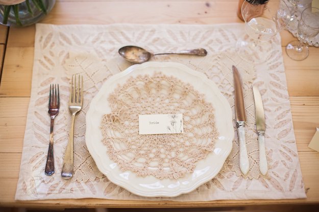 Wedding - Tablescape - Styling - Lace - Etched Glass - Tarnished Cutlery - Vintage 